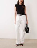 Mango straight leg jeans in white, front view