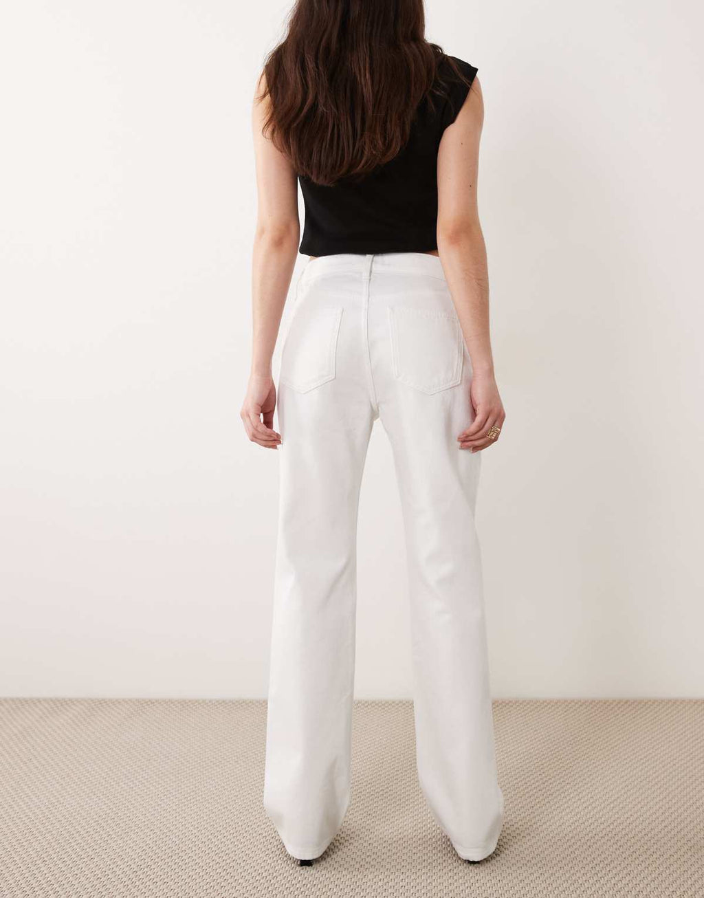 Mango straight leg jeans in white, back view