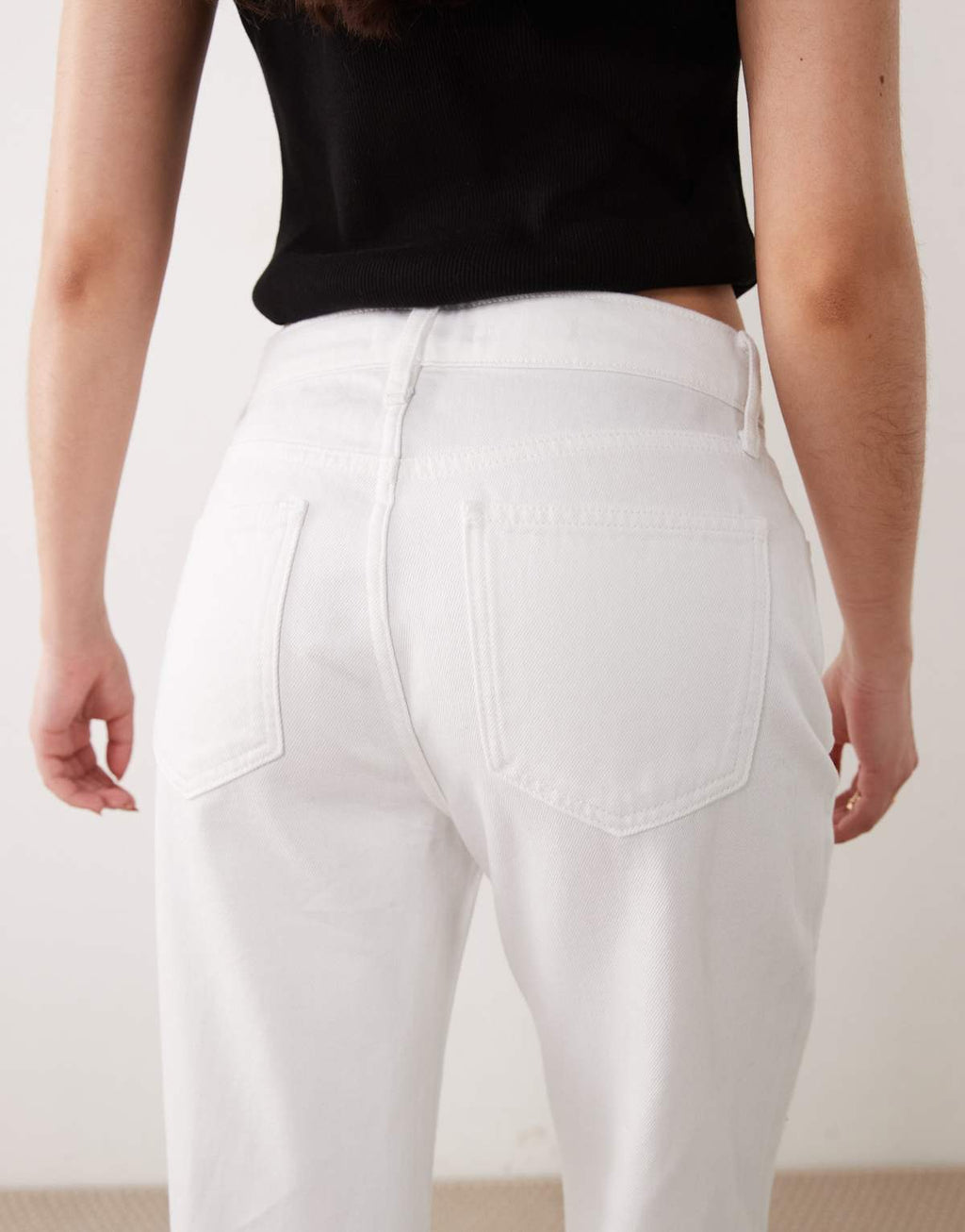 Mango straight leg jeans in white, full length view