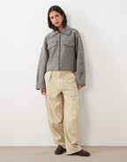JJ Rebel short collared jacket in light grey, side view