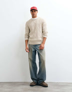 JJ Rebel cable knit jumper in cream, alternate view