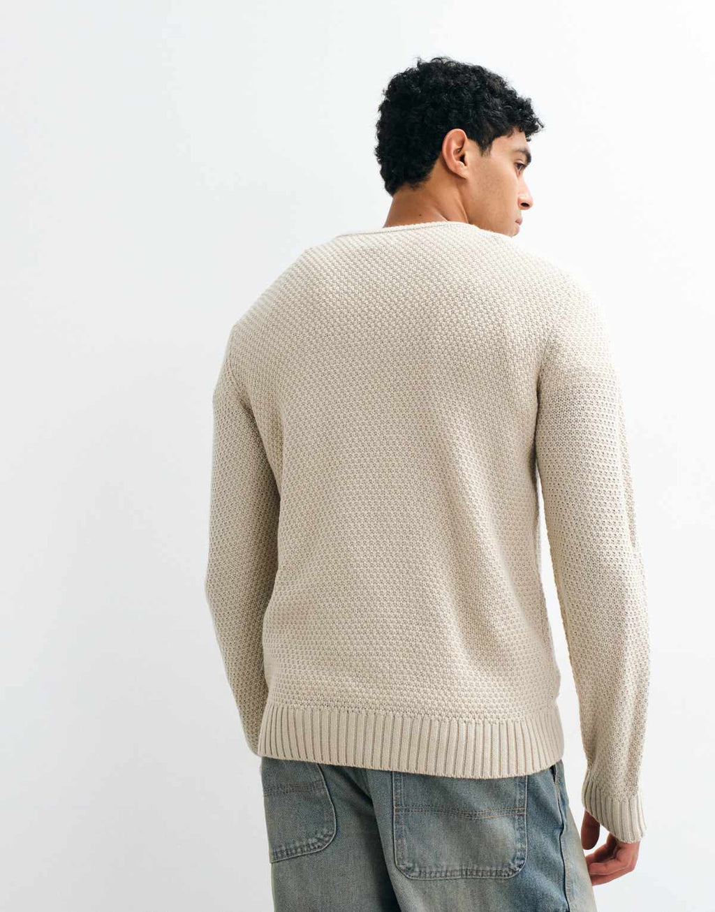 JJ Rebel cable knit jumper in cream, alternate view