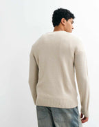 JJ Rebel cable knit jumper in cream, alternate view