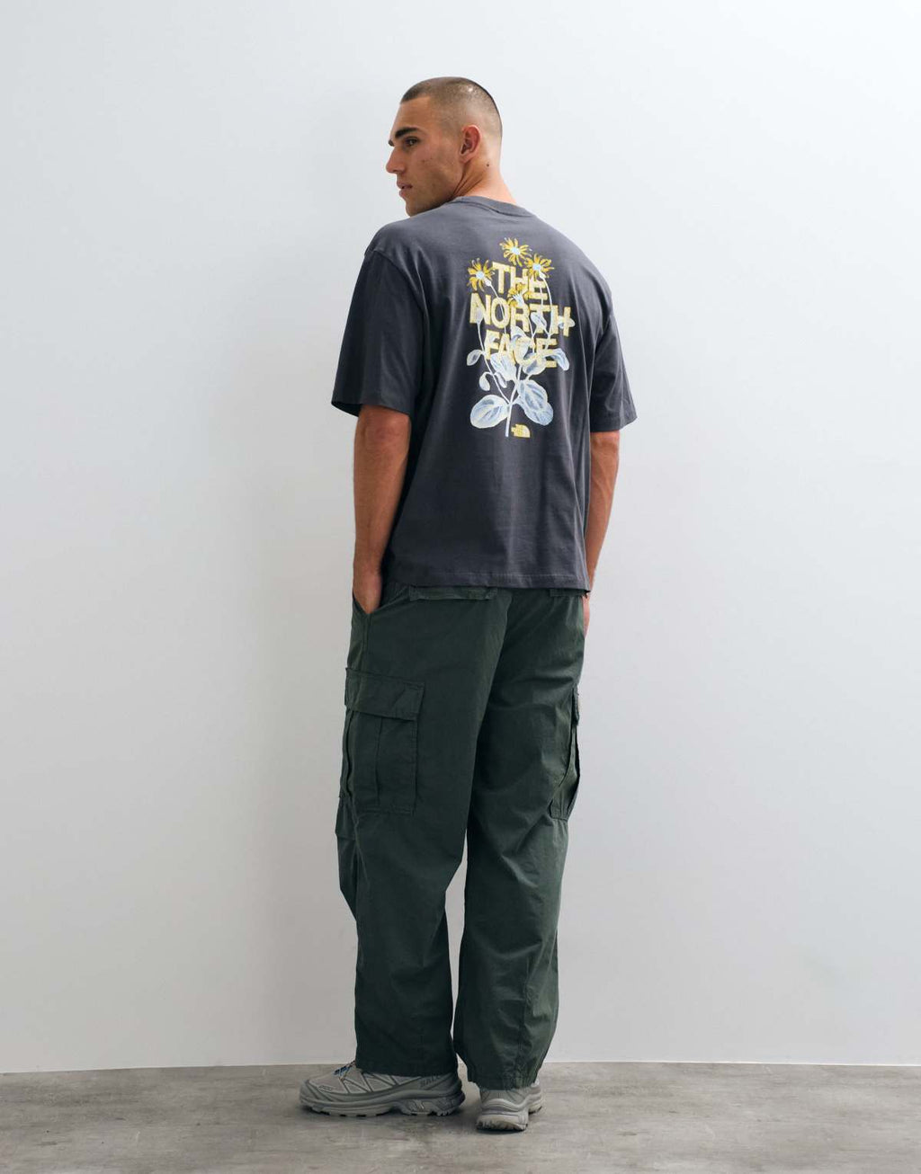 The North Face Flower Power oversized t-shirt in grey, alternate view