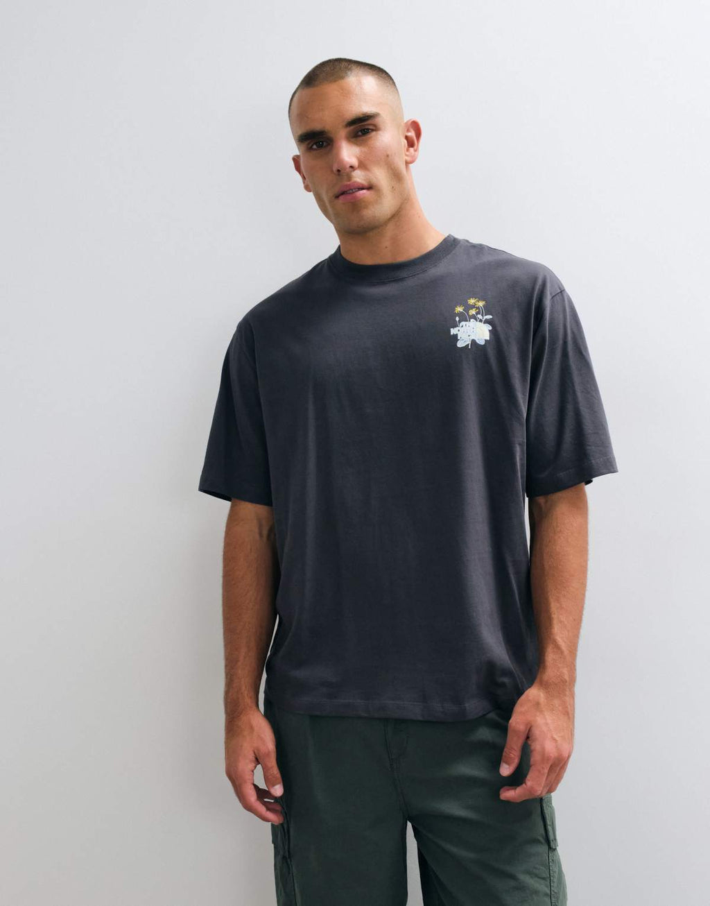 The North Face Flower Power oversized t-shirt in grey, alternate view
