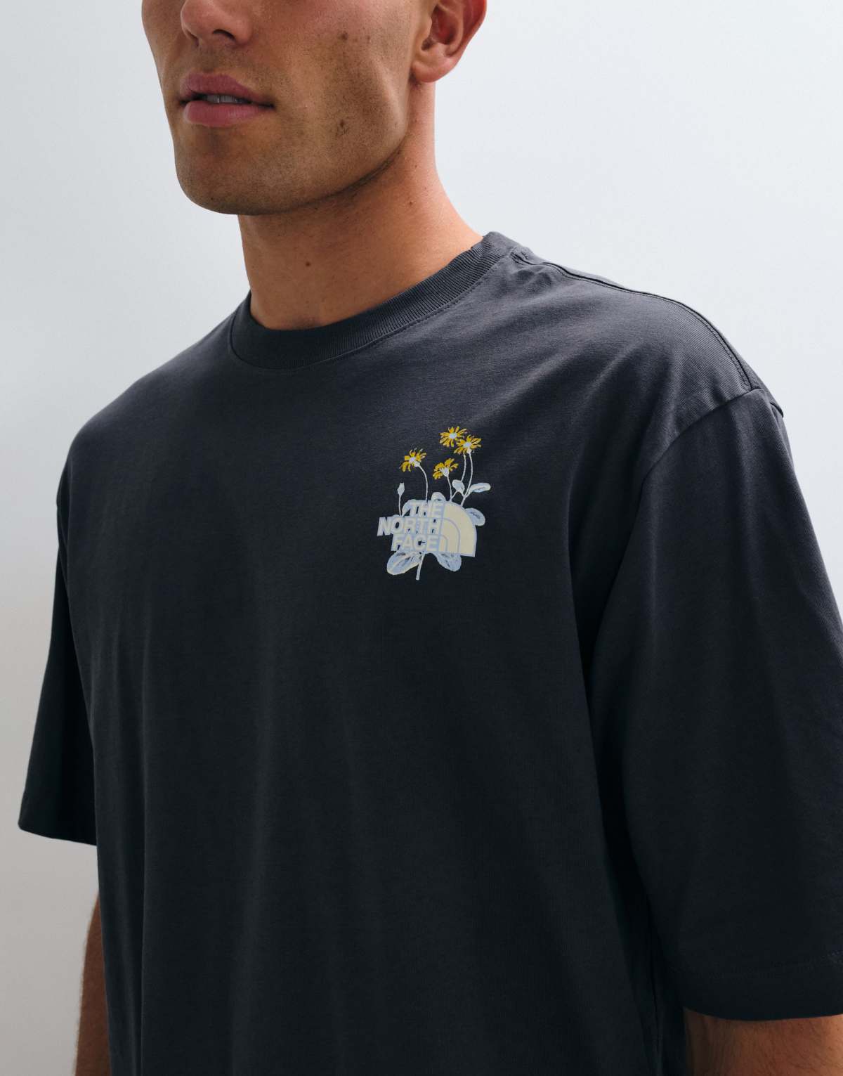 The North Face Flower Power oversized t-shirt in grey, alternate view
