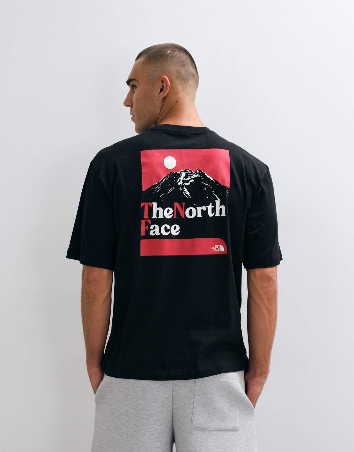 The North Face The Right Side oversized t-shirt in black, front view