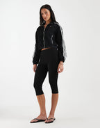 adidas Originals shirred track jacket in black