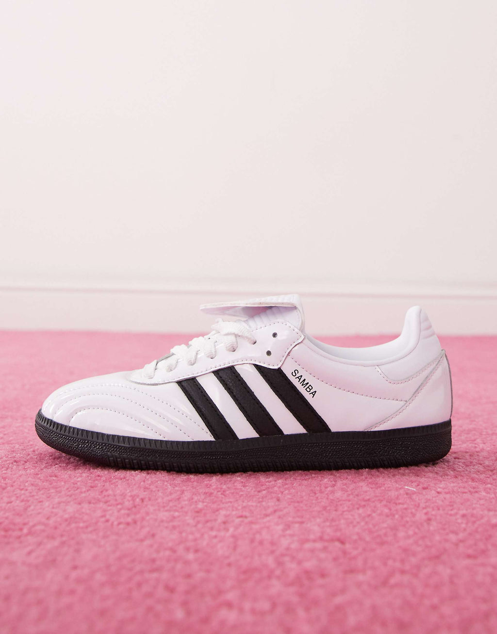 adidas Originals Samba LT patent leather trainers in white and black