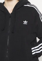 adidas Originals hooded fleece jacket in black, detail view