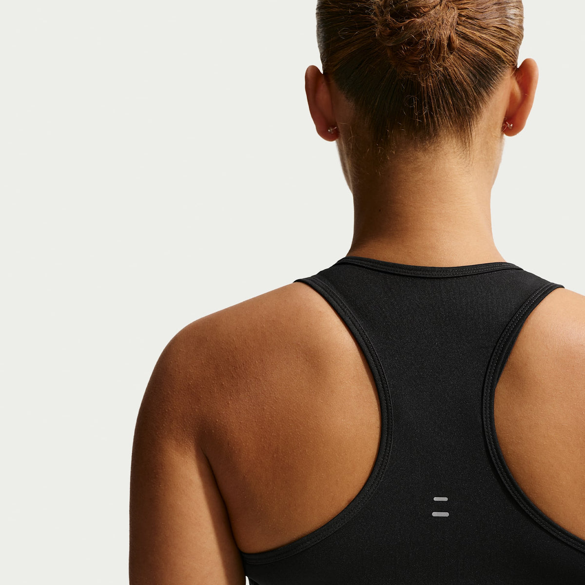 Nike Tempo Swoosh women's Dri-FIT running tank top in black/white, view 2