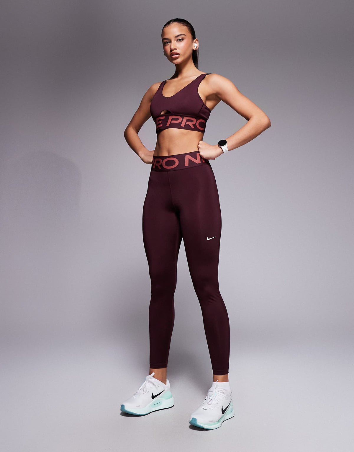 Nike Pro Training sculpt high waisted leggings in burgundy