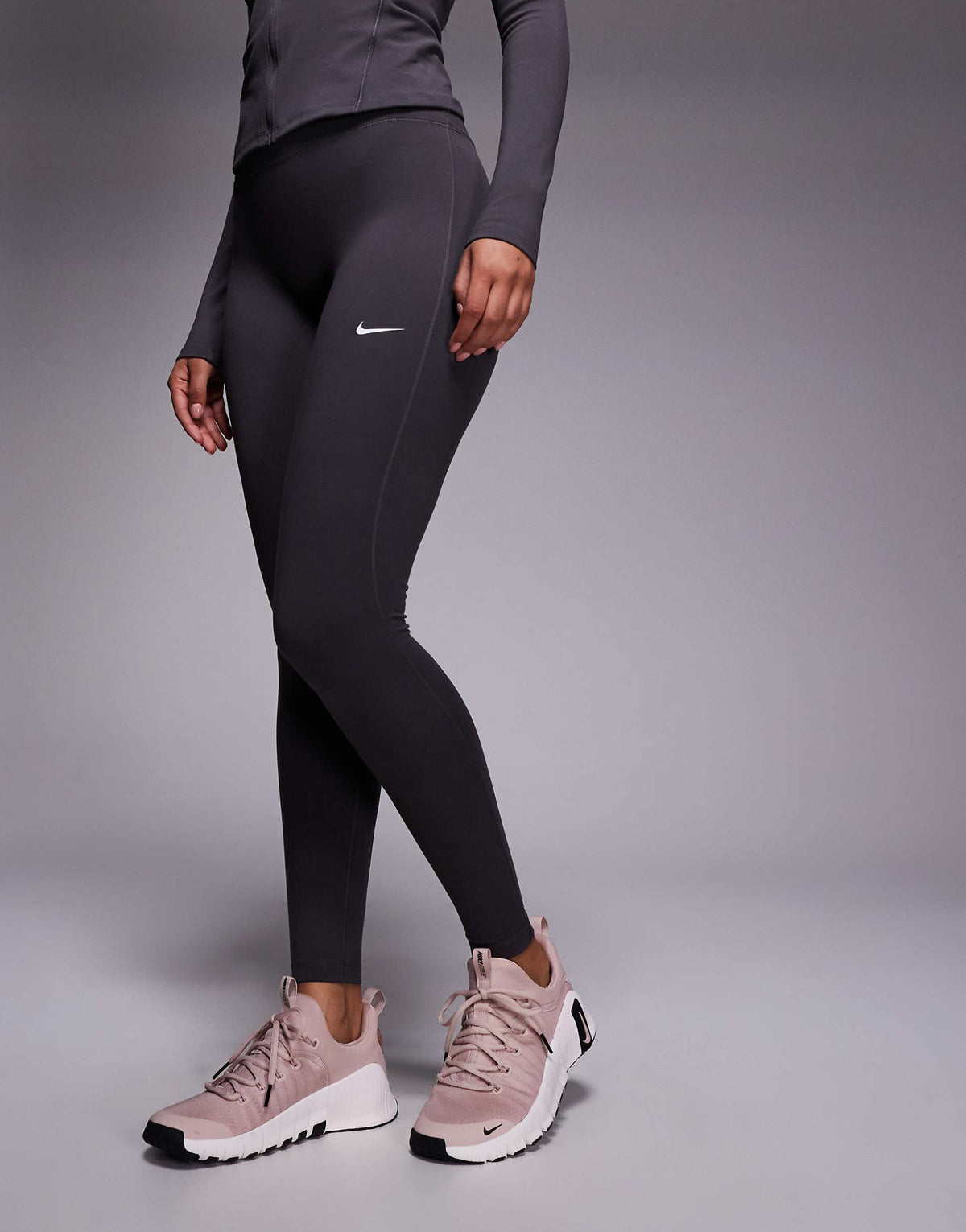 Nike One Training Dri-FIT seamless high waisted leggings in grey