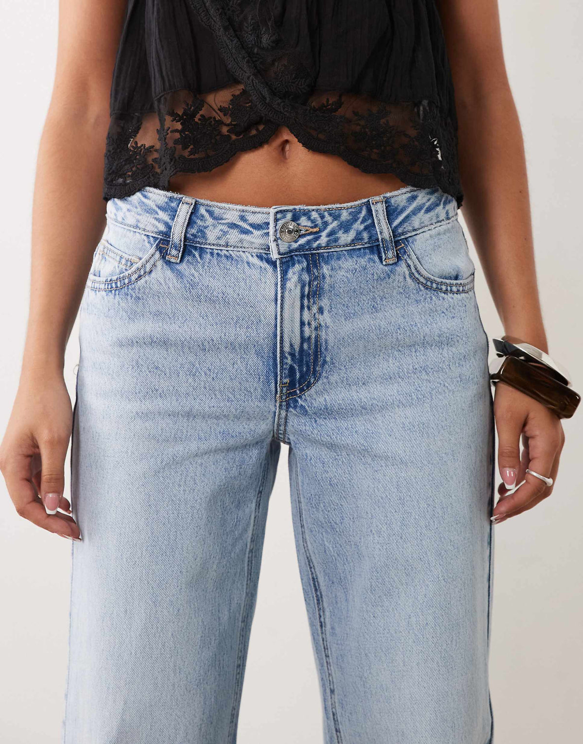 Mango Teen wide leg jean in light blue
