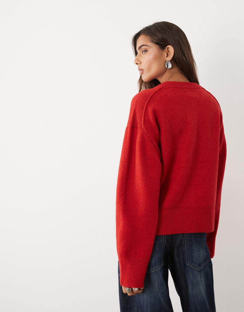 Relaxed cardigan with side split detail in red