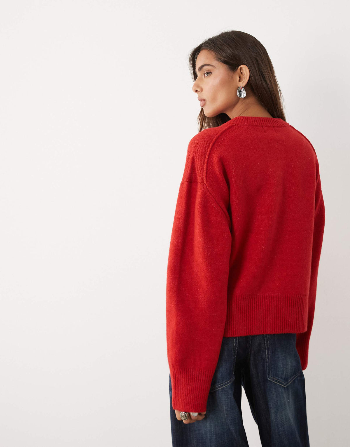 Relaxed cardigan with side split detail in red