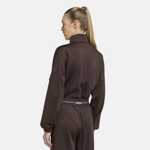 adidas Hyperglam crop track top in brown, alternate view
