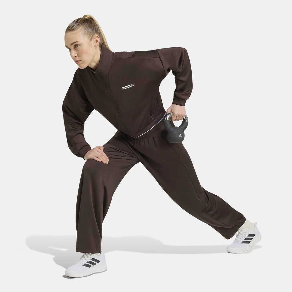 adidas Hyperglam crop track top in brown, alternate view