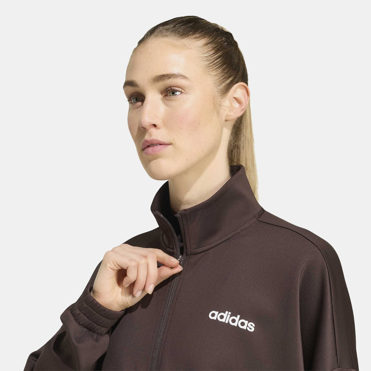 adidas Hyperglam crop track top in brown, alternate view