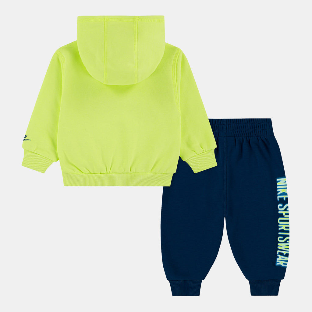 Nike Kids' Sportswear Hoodie and Joggers Set in blue, back view