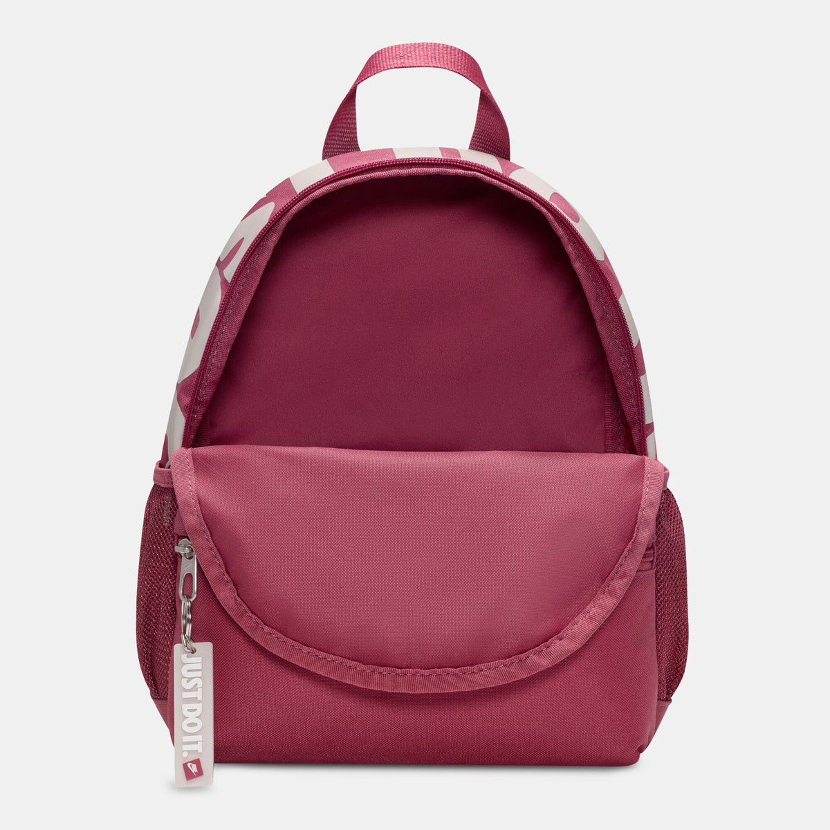 Nike Kids' Brasilia JDI Mini Backpack in pink, side view