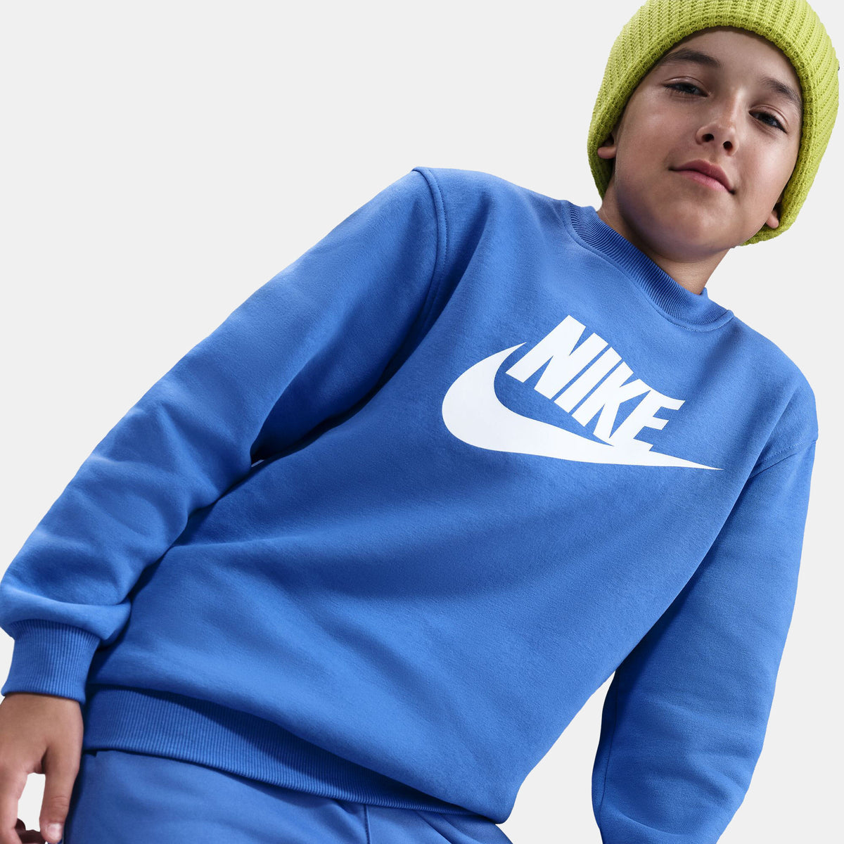 Nike Kids' Sportswear Club Sweatshirt in blue, side view