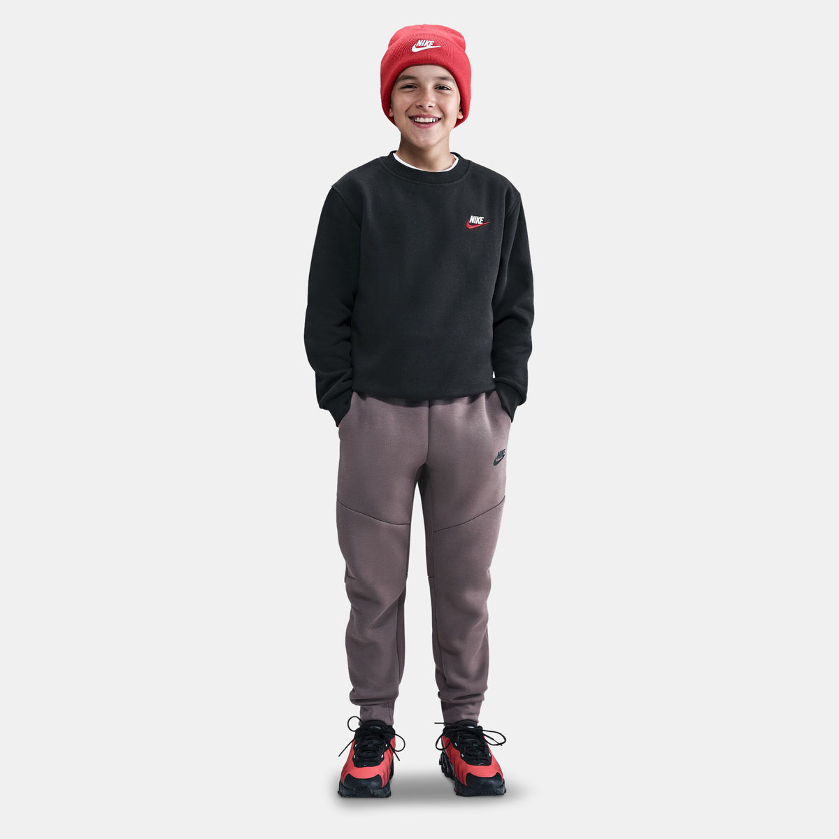 Nike Kids' Sportswear Club Fleece Sweatshirt in grey, detail view