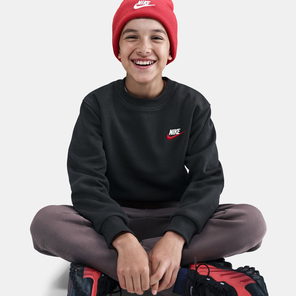 Nike Kids' Sportswear Club Fleece Sweatshirt in grey, detail view