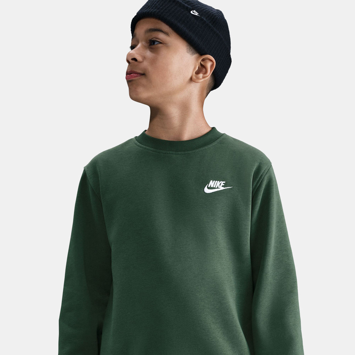 Nike Kids' Sportswear Club Fleece Sweatshirt in green, side view