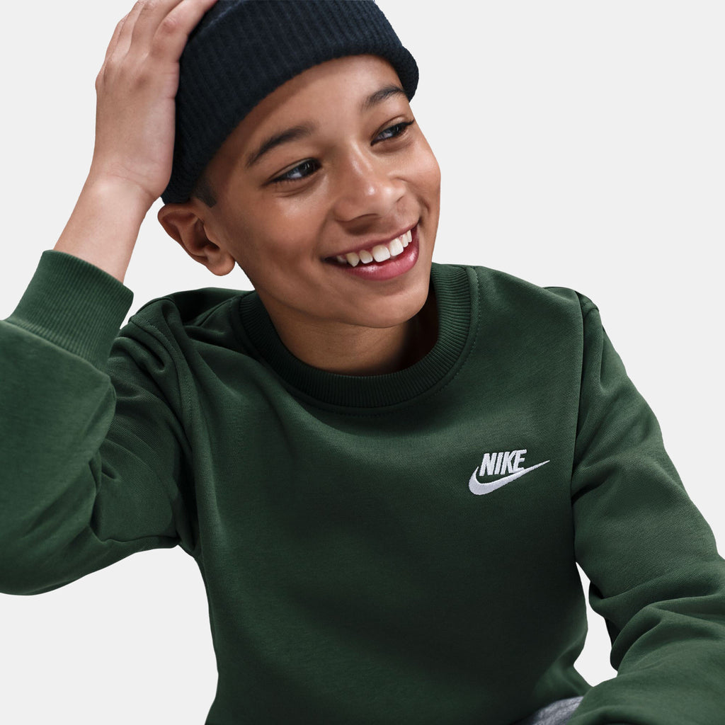 Nike Kids' Sportswear Club Fleece Sweatshirt in green, detail view