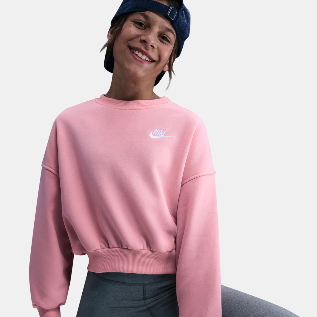 Nike Kids' Sportswear Club Sweatshirt in pink, detail view