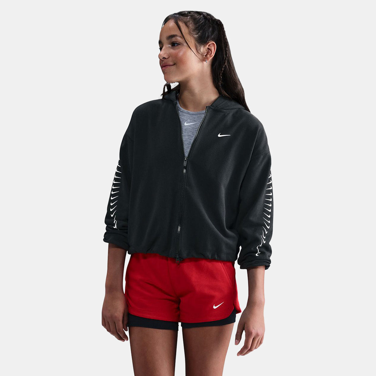 Nike Kids' Sportswear Dri-FIT Training Hoodie in black, front view