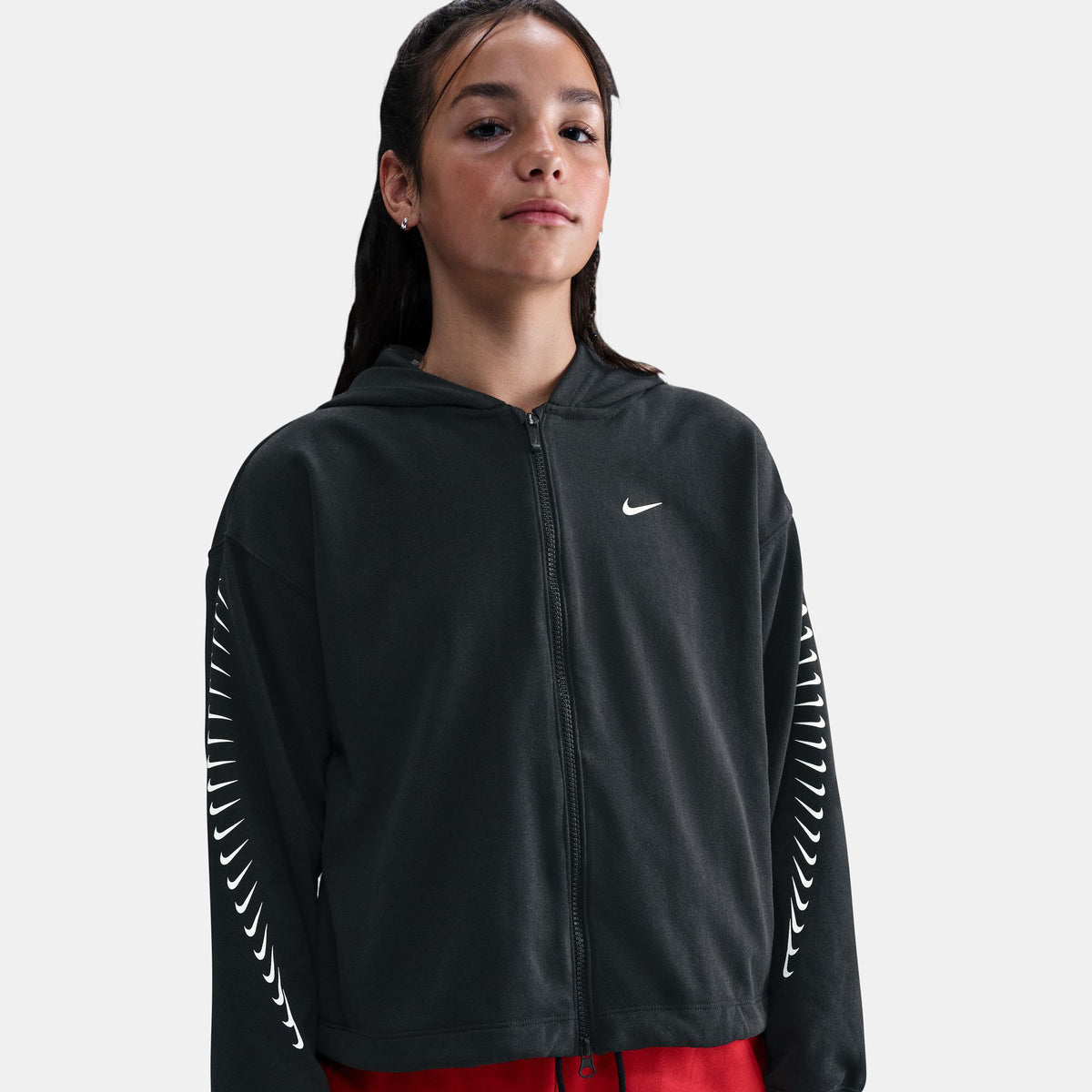 Nike Kids' Sportswear Dri-FIT Training Hoodie in black, side view
