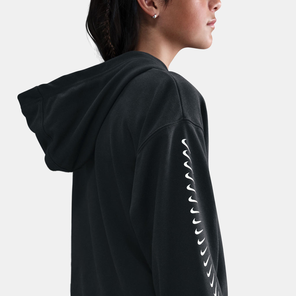 Nike Kids' Sportswear Dri-FIT Training Hoodie in black, detail view