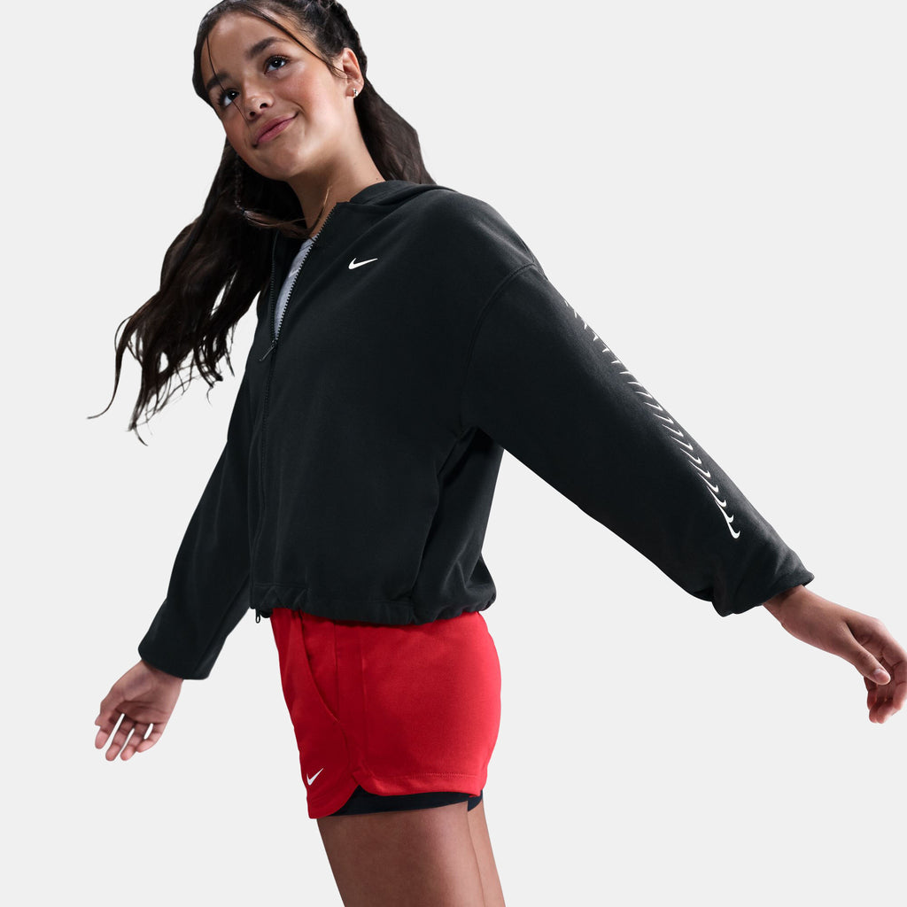 Nike Kids' Sportswear Dri-FIT Training Hoodie in black, detail view