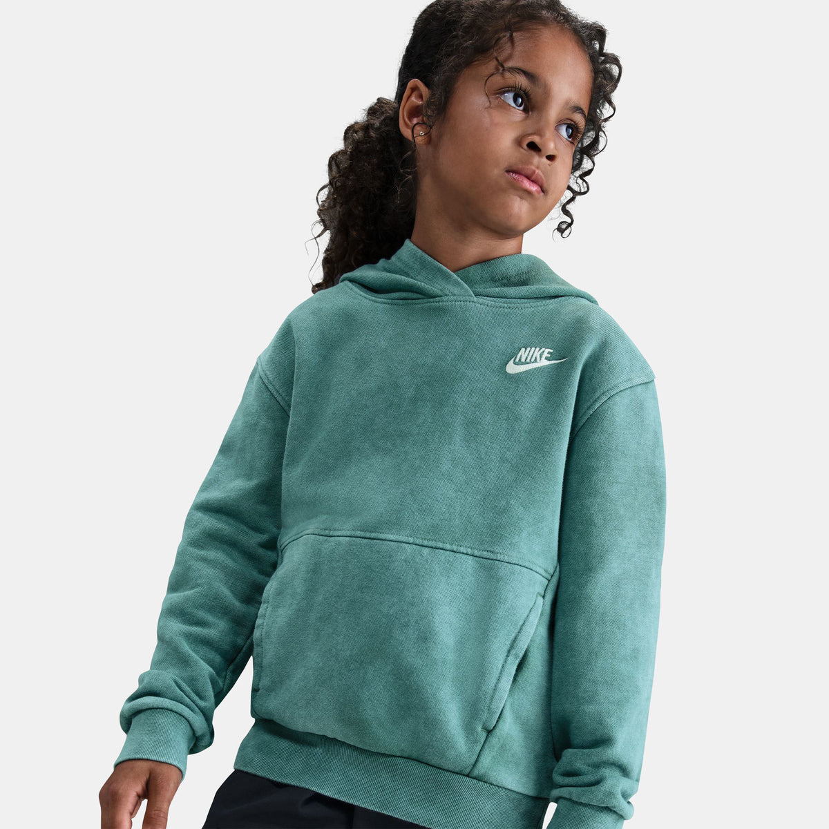 Nike Kids' Sportswear Hoodie in green, side view