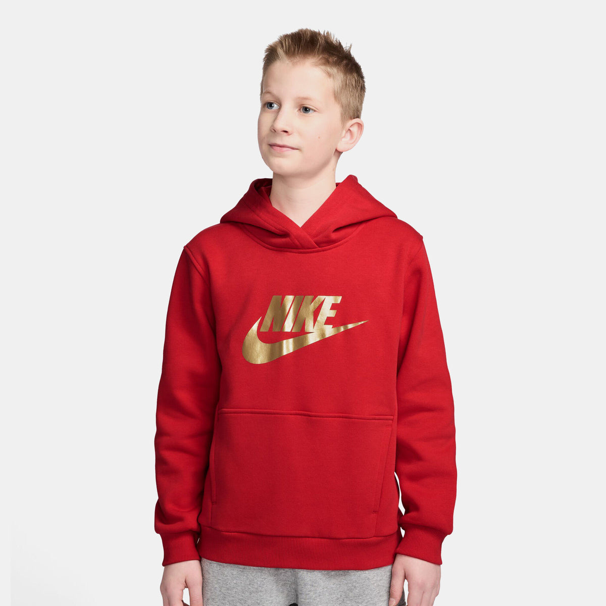 Nike Kids' Sportswear Club Fleece Hoodie in red, front view