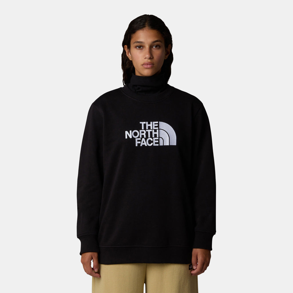 The North Face women's Drew Peak sweatshirt in black, front view