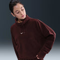 Nike One Women's Therma-FIT Top in burgundy crush, front view