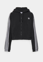 adidas Originals hooded fleece jacket in black, close-up